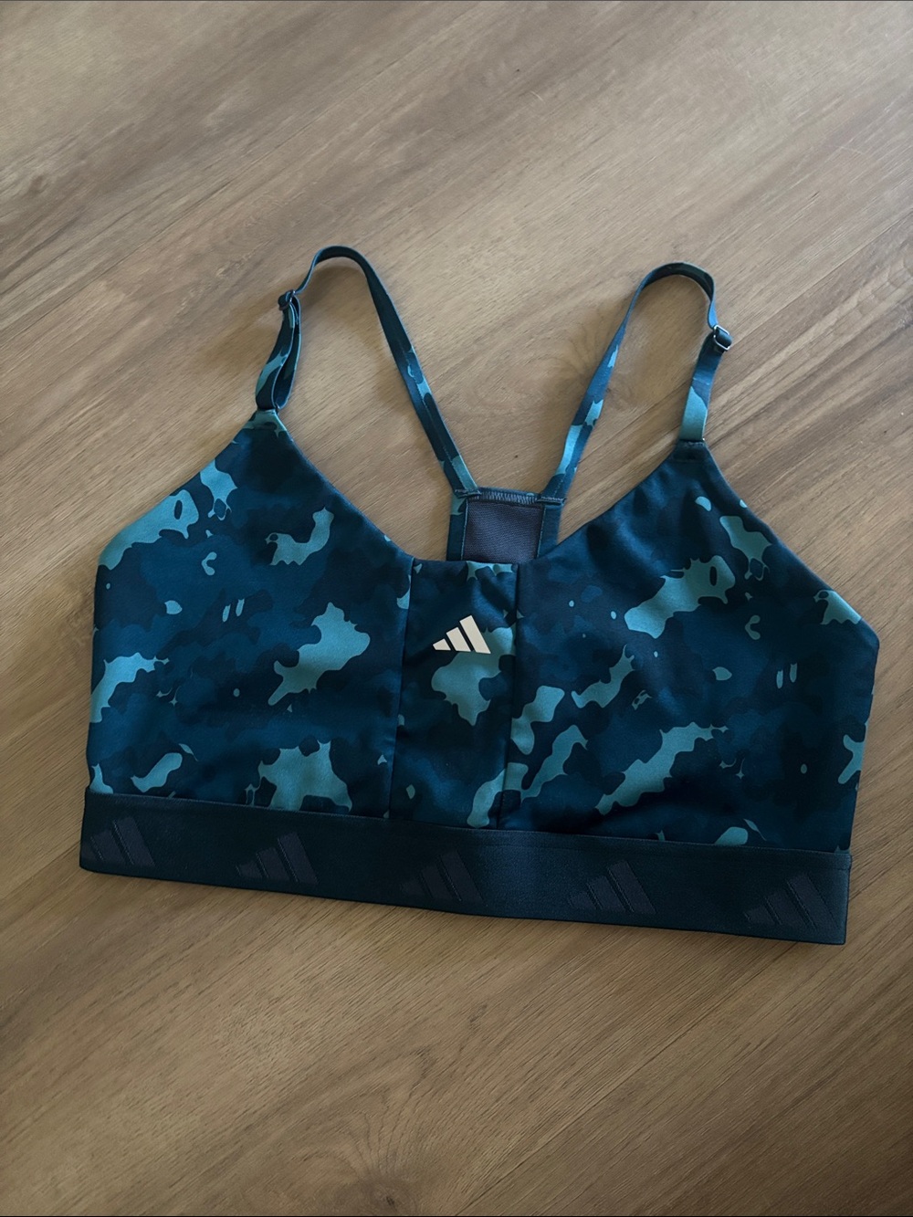 adidas Women's Teal & Dark Blue Camo Swim Top